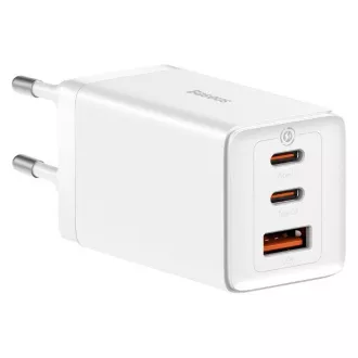 Adaptor de încărcare rapidă Baseus GaN5 Pro 2x USB-C   USB-A 65W alb