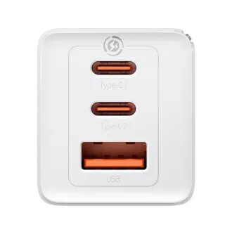 Adaptor de încărcare rapidă Baseus GaN5 Pro 2x USB-C   USB-A 65W alb
