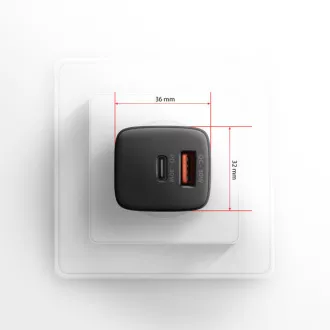 AXAGON ACU-PQ30, încărcător de rețea Sil 30W, 2x porturi (USB-A + USB-C), PD3.0/PPS/QC4+/SFC/AFC/Apple, negru