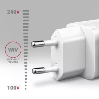 AXAGON ACU-PQ30W, încărcător de rețea Sil 30W, 2x porturi (USB-A + USB-C), PD3.0/PPS/QC4+/SFC/AFC/Apple, alb