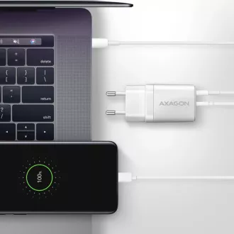 AXAGON ACU-PQ30W, încărcător de rețea Sil 30W, 2x porturi (USB-A + USB-C), PD3.0/PPS/QC4+/SFC/AFC/Apple, alb
