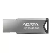 ADATA Flash Drive 128GB UV350, USB 3.2 Dash Drive, metal cu textură argintiu închis