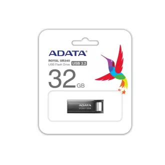 ADATA Flash Drive 32GB UR340, USB 3.2 Dash Drive, negru lucios metalic