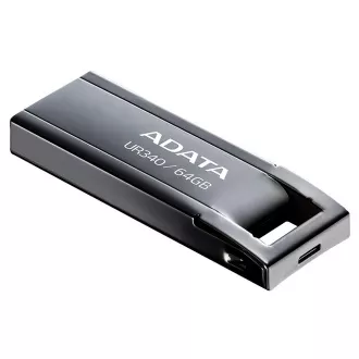ADATA Flash Drive 64GB UR340, USB 3.2 Dash Drive, negru lucios metalic
