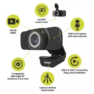 PORT USB Webcam, Full HD 1080P