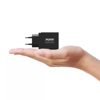 Încărcător de rețea PORT pentru USB-C și USB-A, 45 W, negru