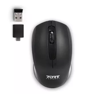Mouse wireless PORT Birou wireless, dongle USB-A/USB-C, 2, 4Ghz, 1000DPI, negru