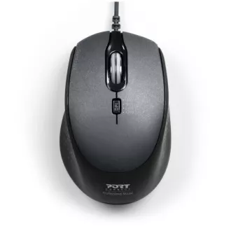 Mouse optic PORT SILENT, USB-A/USB-C, 3600 DPI, negru