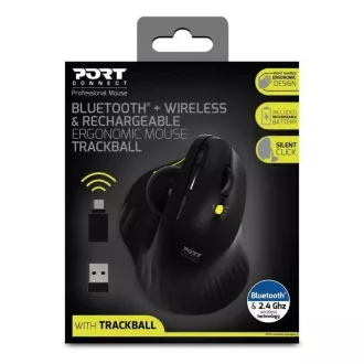 Mouse ergonomic fără fir PORT ERGONOMIC TRACKBALL, 2, 4 Ghz & Bluetooth, USB-A/C, negru Mouse ergonomic fără fir PORT ERGONOMIC TRACKBALL, 2, 4 Ghz & Bluetooth, USB-A/C, negru