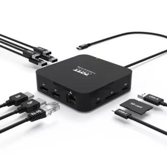 Stație de andocare PORT USB-C 10v1, 2x4K Display Port, 5x USB-A, USB-C 85W PD, Ethernet, SD Stație de andocare PORT USB-C 10v1, 2x4K Display Port, 5x USB-A, USB-C 85W PD, Ethernet, SD