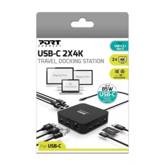 Stație de andocare PORT USB-C 10v1, 2x4K Display Port, 5x USB-A, USB-C 85W PD, Ethernet, SD Stație de andocare PORT USB-C 10v1, 2x4K Display Port, 5x USB-A, USB-C 85W PD, Ethernet, SD