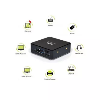 Stație de andocare PORT 8in1 USB-C, USB-A, dual video, HDMI, Ethernet, audio, USB 3.0