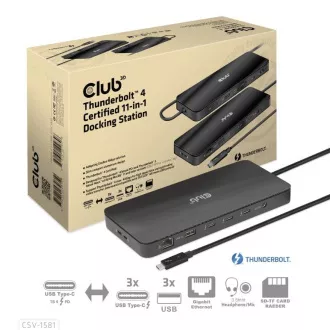 Stație de andocare Club3D USB-C 11v1, 2xDP, 3xUSB-C, 3xUSB, 1xRJ45, cititor de carduri SD, neagră