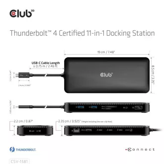 Stație de andocare Club3D USB-C 11v1, 2xDP, 3xUSB-C, 3xUSB, 1xRJ45, cititor de carduri SD, neagră