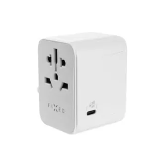 Adaptor de călătorie FIXED pentru UE, Marea Britanie și SUA/AUS, 3x USB-C 2x USB A, GaN, PD 65W, alb Adaptor de călătorie FIXED pentru UE, Marea Britanie și SUA/AUS, 3x USB-C 2x USB A, GaN, PD 65W, alb