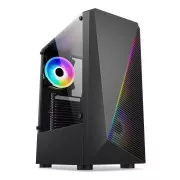 Carcasă 1stCOOL SHARK 2, middle tower, AU, USB 3.0, fără sursă de alimentare, ventilator RGB, panou lateral transparent, negru
