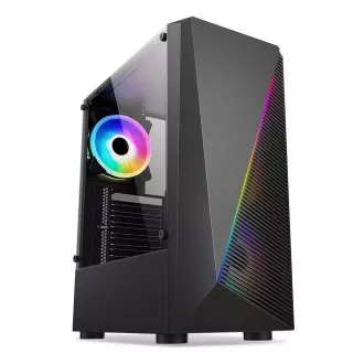 Carcasă 1stCOOL SHARK 2, middle tower, AU, USB 3.0, fără sursă de alimentare, ventilator RGB, panou lateral transparent, negru