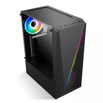 Carcasă 1stCOOL SHARK 2, middle tower, AU, USB 3.0, fără sursă de alimentare, ventilator RGB, panou lateral transparent, negru