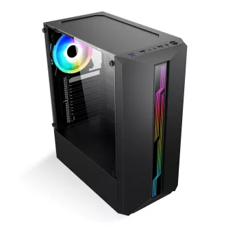 Carcasă 1stCOOL SHARK 1, middle tower, AU, USB 3.0, fără sursă de alimentare, ventilator RGB, panou lateral transparent, negru