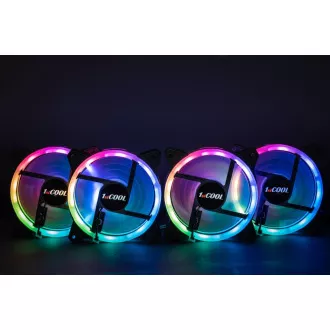 1stCOOL Wind Storm Black MiddleTower ARGB, AU, USB3.0, fără sursă de alimentare, ventilator RGB, panou lateral transparent, negru