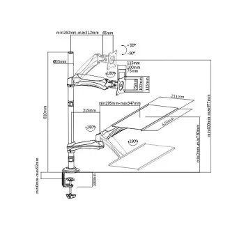 Suport pentru monitor de birou cu raft pentru tastatură Fiber Mounts M68C1