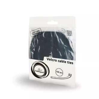 Curele Velcro C-Tech CABLEXPERT, 210 mm, negre, 100 buc per pachet