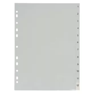 Separator A4 1-12 PP numeric gri