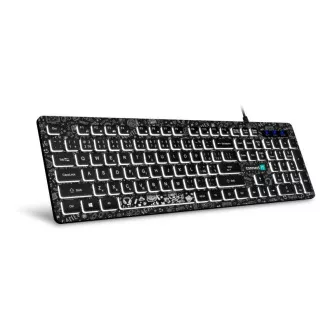 CONNECT IT DOODLE tastatură USB cu fir alb cu iluminare din spate pentru birou, versiunea CZ SK, NEGRU CONNECT IT DOODLE tastatură USB cu fir alb cu iluminare din spate pentru birou, versiunea CZ SK, NEGRU