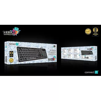 CONNECT IT DOODLE tastatură USB cu fir alb cu iluminare din spate pentru birou, versiunea CZ SK, NEGRU CONNECT IT DOODLE tastatură USB cu fir alb cu iluminare din spate pentru birou, versiunea CZ SK, NEGRU