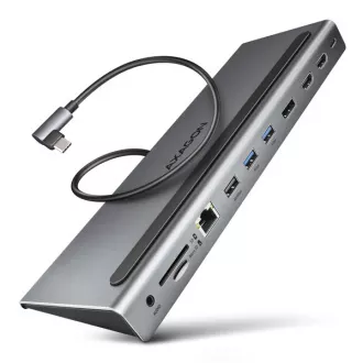 AXAGON HMC-4KX3 Hub USB 5Gbps, 3x USB-A, 2x HDMI, DP, RJ-45 GLAN, SD/microSD, audio, PD 100W, cablu USB-C 40cm
