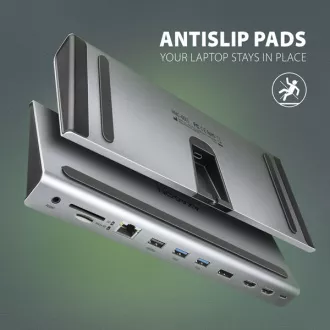 AXAGON HMC-4KX3 Hub USB 5Gbps, 3x USB-A, 2x HDMI, DP, RJ-45 GLAN, SD/microSD, audio, PD 100W, cablu USB-C 40cm