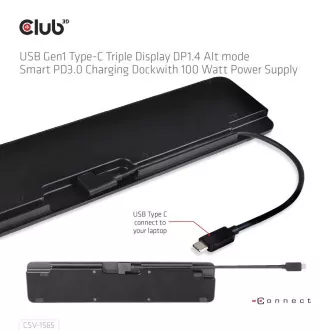 Stație de andocare Club3D USB-C 14v1, 1xDP, 1xHDMI, 1xVGA, 2xUSB-C, 5xUSB, 1xRJ45, 1x3.5mm, gri