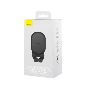 Baseus Stable Pro Car Holder (ventilație) cu încărcare wireless 15W, negru