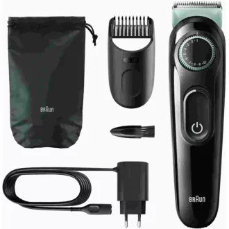 Aparat de tuns barba Braun BT3323, 20 de setări de lungime, de la 0,5 la 10 mm, perie de curățare, negru