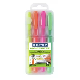 Evidențiator Centropen 8722/4 4 culori vârf pană 1-4mm Evidențiator Centropen 8722/4 4 culori vârf pană 1-4mm