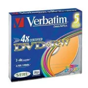 VERBATIM DVD + RW (pachet de 5) Slim / Color // 4x / DLP / 4,7 GB