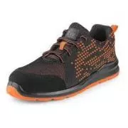 Pantofi mici CXS TEXLINE CRES S1, cu otel, negru-portocaliu, marimea 36