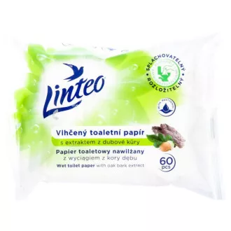 Hârtie igienică Linteo Satin umezită 60 buc scoarță de stejar