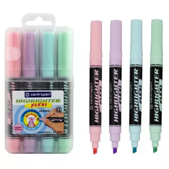 Highlighter Centropen 8542/4 Highlighter Flexi Soft pastel 4 culori vârf tip pană 1-5mm Highlighter Centropen 8542/4 Highlighter Flexi Soft pastel 4 culori vârf tip pană 1-5mm