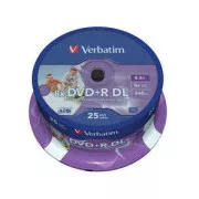VERBATIM DVD + R (pachet de 25) / Spindle Double Layer 8X 8,5 GB imprimabil cu jet de cerneală