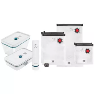 Set de vid ZWILLING, recipient de sticlă, recipient de plastic, 5 pungi, pompă de vid, albastru - Fresh & Save