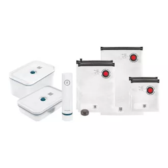 Set de vid ZWILLING, 2x recipient de plastic, 5 pungi, pompă de vid, albastru - Fresh & Save