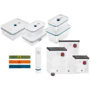 Set de vid ZWILLING, 3x recipient de sticlă, 2x recipient de plastic, 7 pungi, pompă de vid, 3 benzi, albastru - Fresh & Save