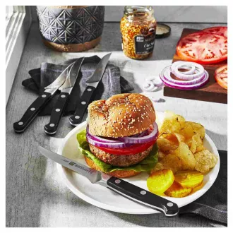 Set de cuțite pentru friptură ZWILLING, 4 piese, oțel inoxidabil, protecție, 57 HRC, mâner cu trei nituri - Pro Set de cuțite pentru friptură ZWILLING, 4 piese, oțel inoxidabil, protecție, 57 HRC, mâner cu trei nituri - Pro