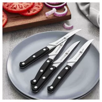 Set de cuțite pentru friptură ZWILLING, 4 piese, oțel inoxidabil, protecție, 57 HRC, mâner cu trei nituri - Pro Set de cuțite pentru friptură ZWILLING, 4 piese, oțel inoxidabil, protecție, 57 HRC, mâner cu trei nituri - Pro