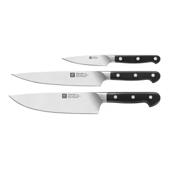 Set de cuțite ZWILLING, 3 piese, din oțel inoxidabil, cuțit de bucătar 20 cm, cuțit de feliat 20 cm, cuțit pentru frigărui 10 cm - Pro