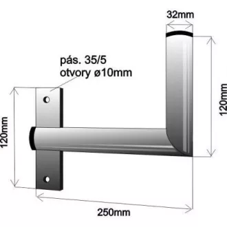 Suport antenă pentru perete lângă fereastră cu curea, montare stânga, zinc galvanic, lungime 25cm, diametru 3.2cm Suport antenă pentru perete lângă fereastră cu curea, montare stânga, zinc galvanic, lungime 25cm, diametru 3.2cm