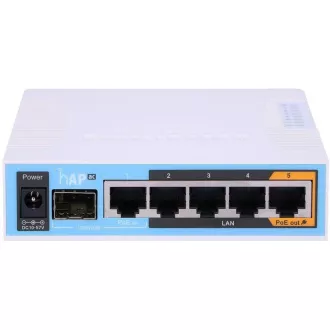 MikroTik hAP ac, procesor 720MHz, 128MB RAM, 5x LAN, 2.4+5GHz, Wi-Fi 802.11b/g/n/ac, slot SFP, incl. L4