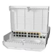 MikroTik Cloud Router Switch CRS318-16P-2S+OUT, 800MHz CPU, 256MB, 16x10/100/1000 (PoE-out), 2xSFP+, incl