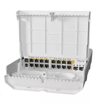 MikroTik Cloud Router Switch CRS318-16P-2S+OUT, 800MHz CPU, 256MB, 16x10/100/1000 (PoE-out), 2xSFP+, incl